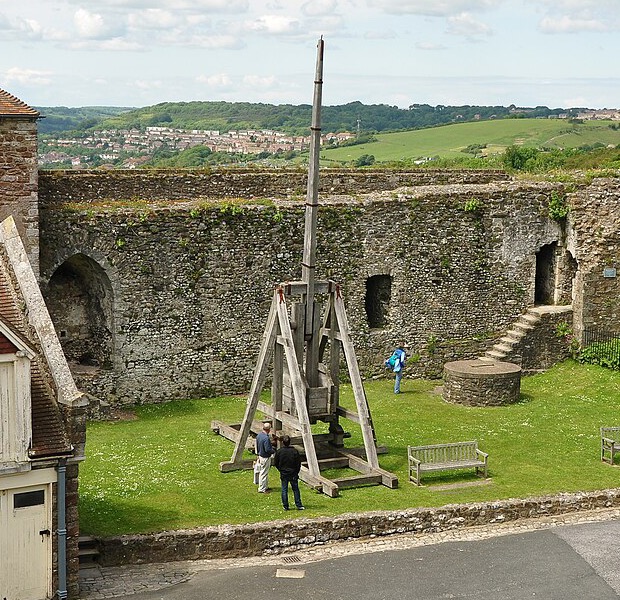 A full-size reconstructed medieval trebuchet at Dover Castle